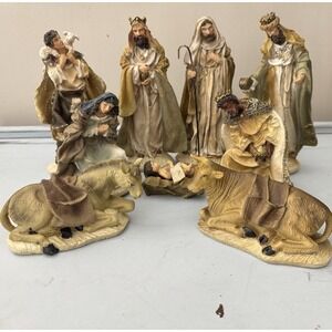 Silent Night Nativity Manger Collection 5"-8" Large Set Of 10 Christmas Holiday